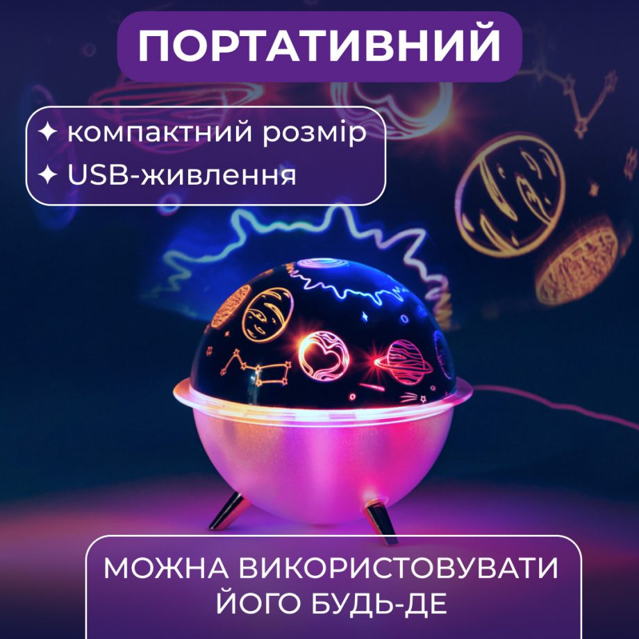 Зволожувач повітря-нічник із проекцією 260 мл, космос