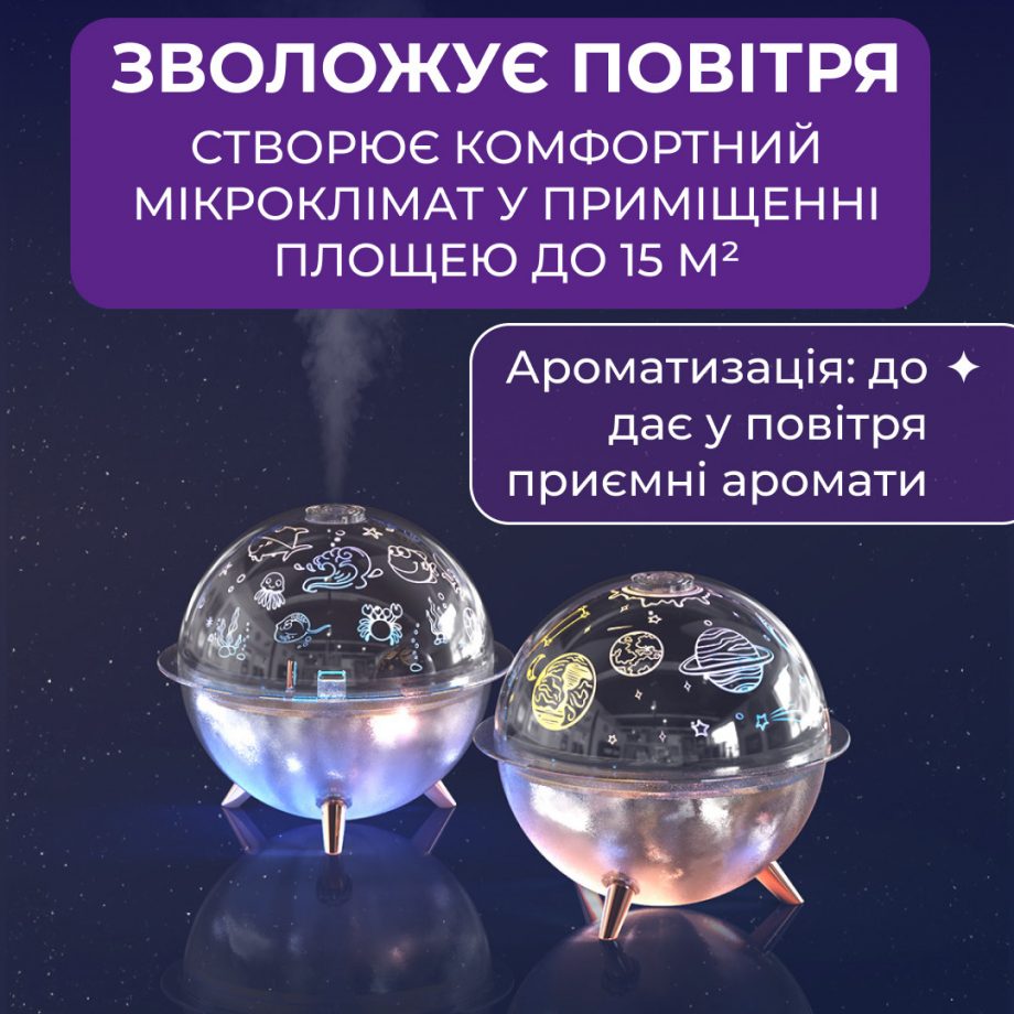 Зволожувач повітря-нічник із проекцією 260 мл, космос