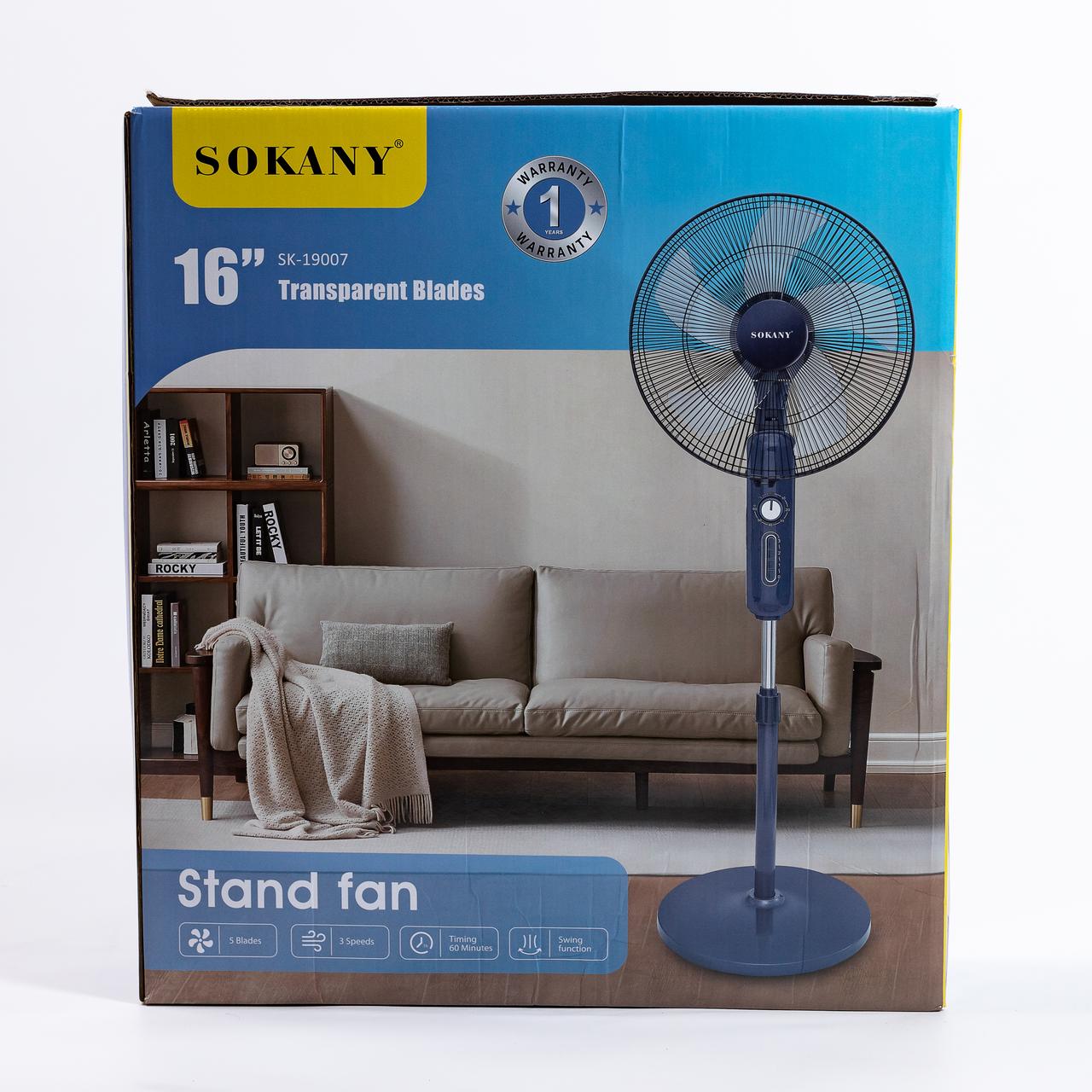 Вентилятор підлоговий Sokany 3 режими швидкості Ø 45 см