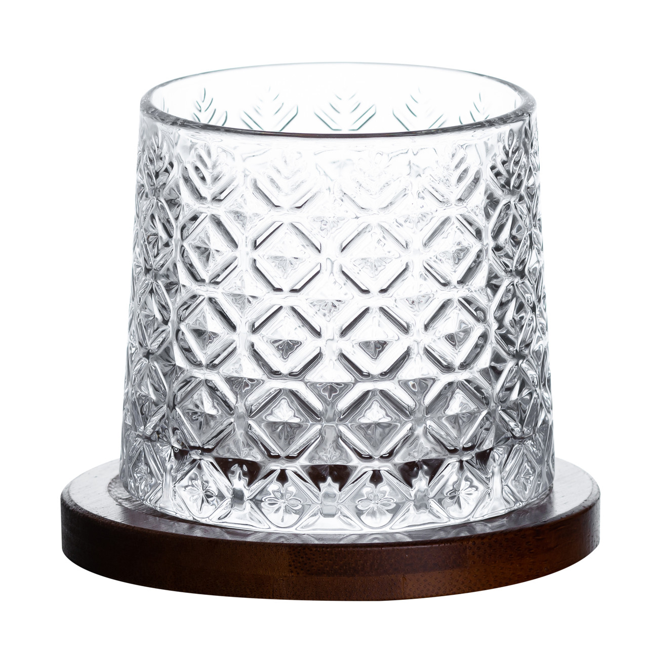 Склянка для віскі 300 мл з бамбуковою обертовою підставкою