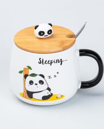Чашка керамічна Панда 450 мл з бамбуковою кришкою "Sleeping"