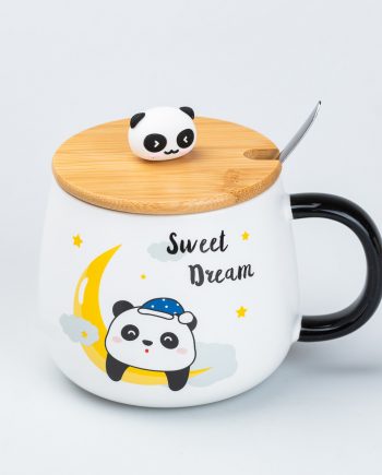 Чашка керамічна Панда 450 мл з бамбуковою кришкою "Sweet Dream"