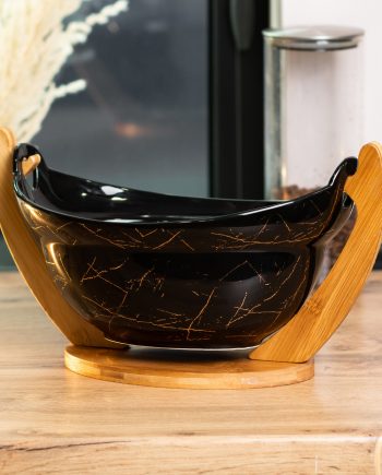 Фруктовниця керамічна 32 x 18,5 x 18 см з бамбуковою підставкою