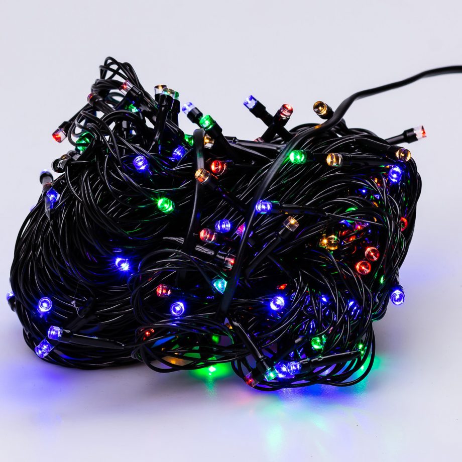 Гірлянда нитка 16 м на 180 LED лампочок світлодіодна чорний провід 8 режимів роботи