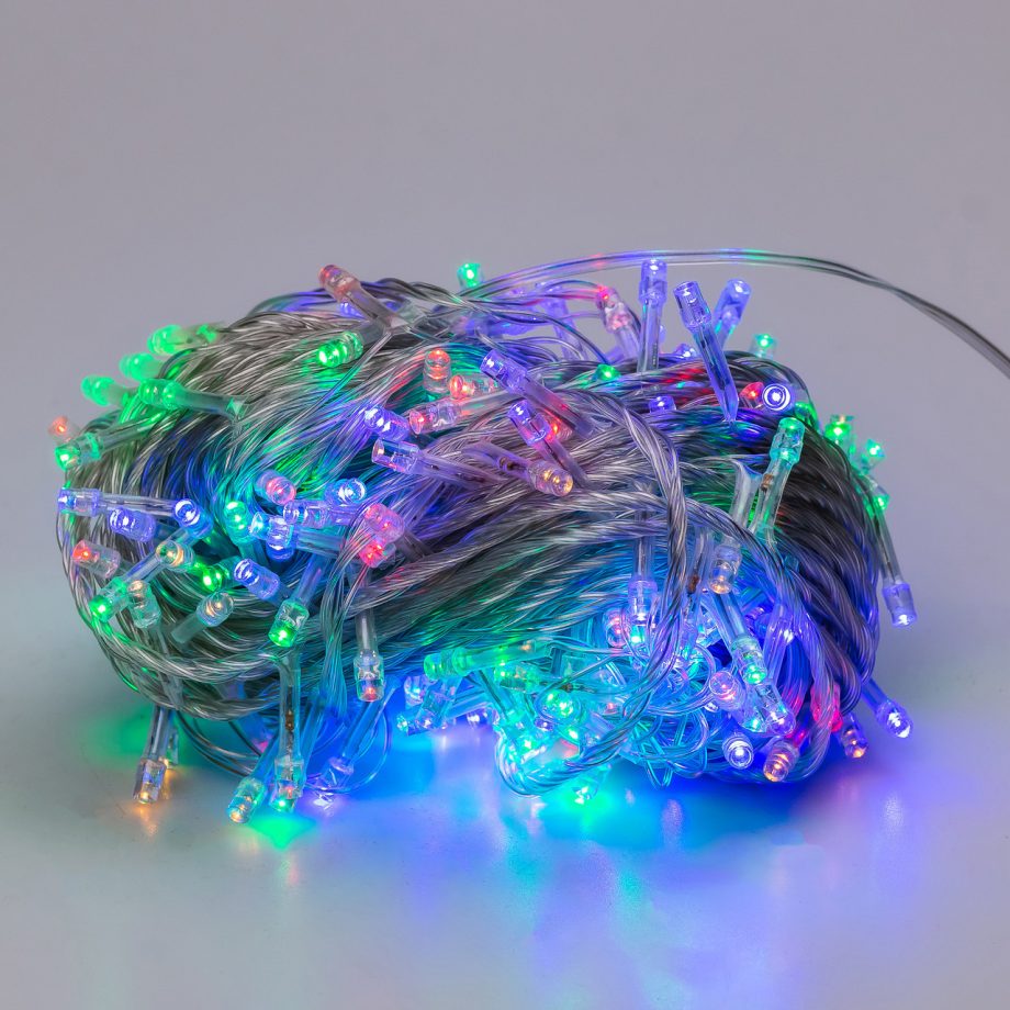 Гірлянда нитка 22м на 218 LED лампочок світлодіодна прозорий провід 8 режимів роботи