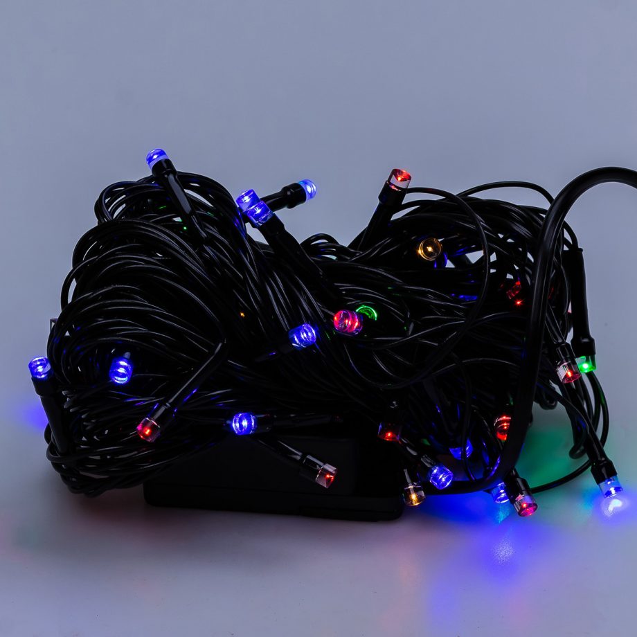 Гірлянда нитка 6м на 50 LED лампочок світлодіодна чорний провід 8 режимів роботи