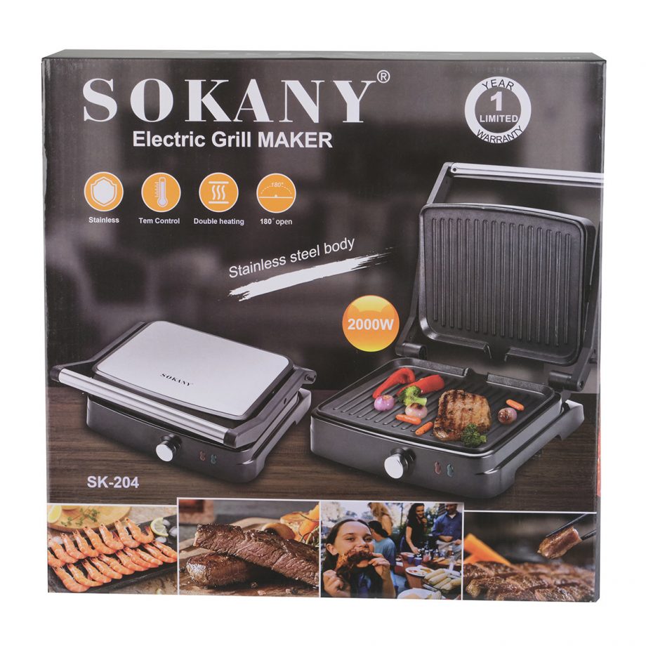 Гриль контактний Sokany 2000 Вт з антипригарним покриттям