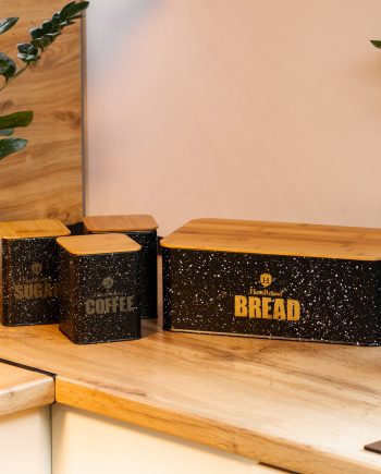 Набір для зберігання продуктів 4 штуки з бамбуковими кришками, чорна