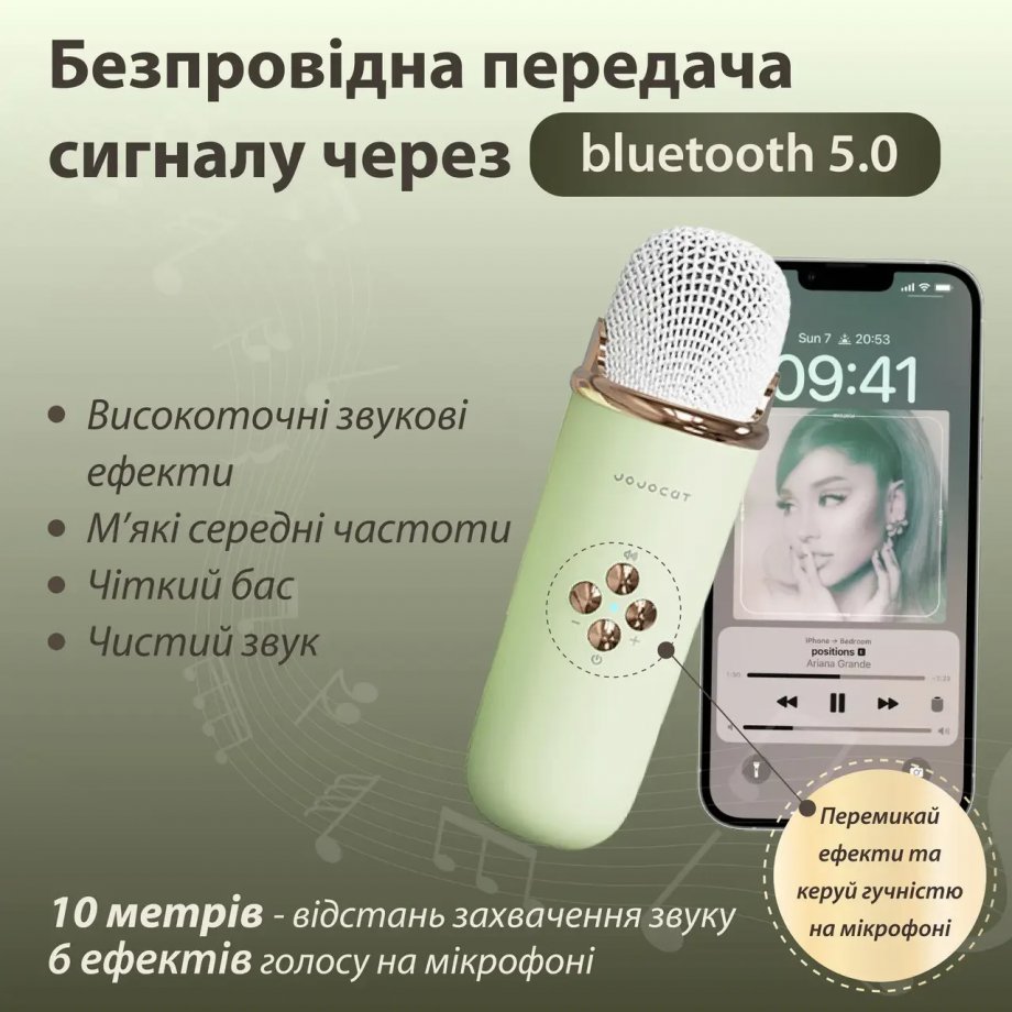 Колонка портативна з мікрофоном C-20 BT/TF/USB/FM 5 Вт Зелений