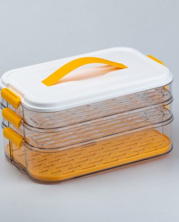 Контейнер для заморожування та зберігання продуктів 3-ярусний у холодильнику 16.5 см Помаранчевий