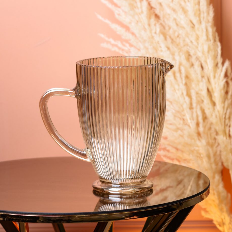 Глечик для напоїв ребристий 1,2 л з товстого скла Tea Color