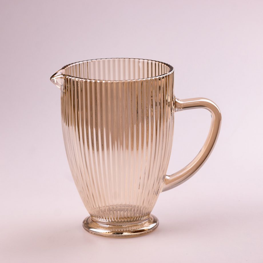 Глечик для напоїв ребристий 1,2 л з товстого скла Tea Color