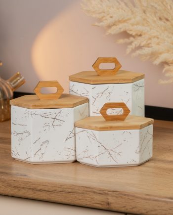 Набір банок для сипучих продуктів 3 шт 19 см *16 см* 11.5 см білий