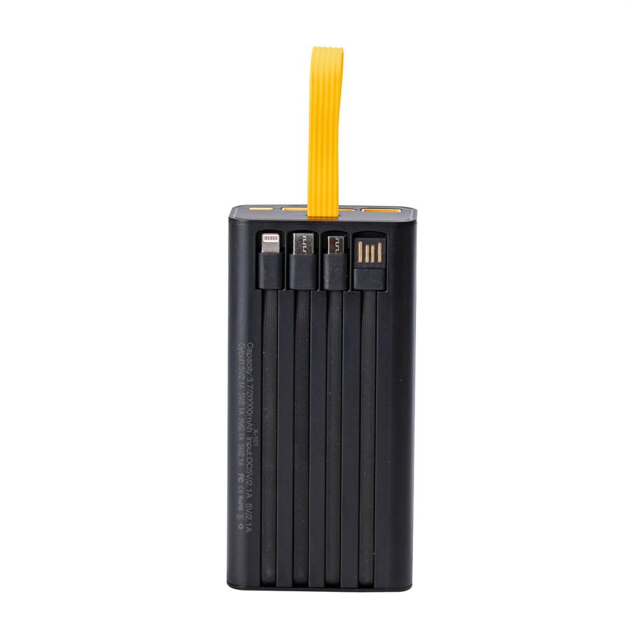 Повербанк SmartX X-101 Fast Charge Power Bank 20000mAh зовнішній акумулятор 4 вбудованих кабелі