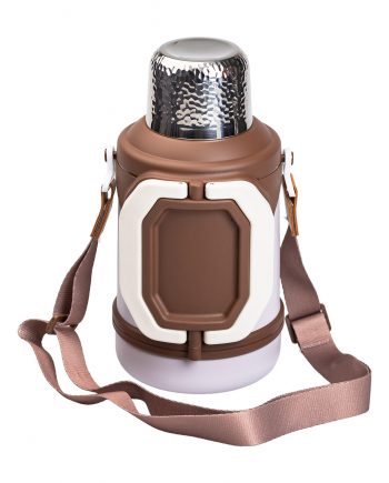 Термос Vacuum Cup 1.5 літра з ремінцем і складною ручкою коричневий