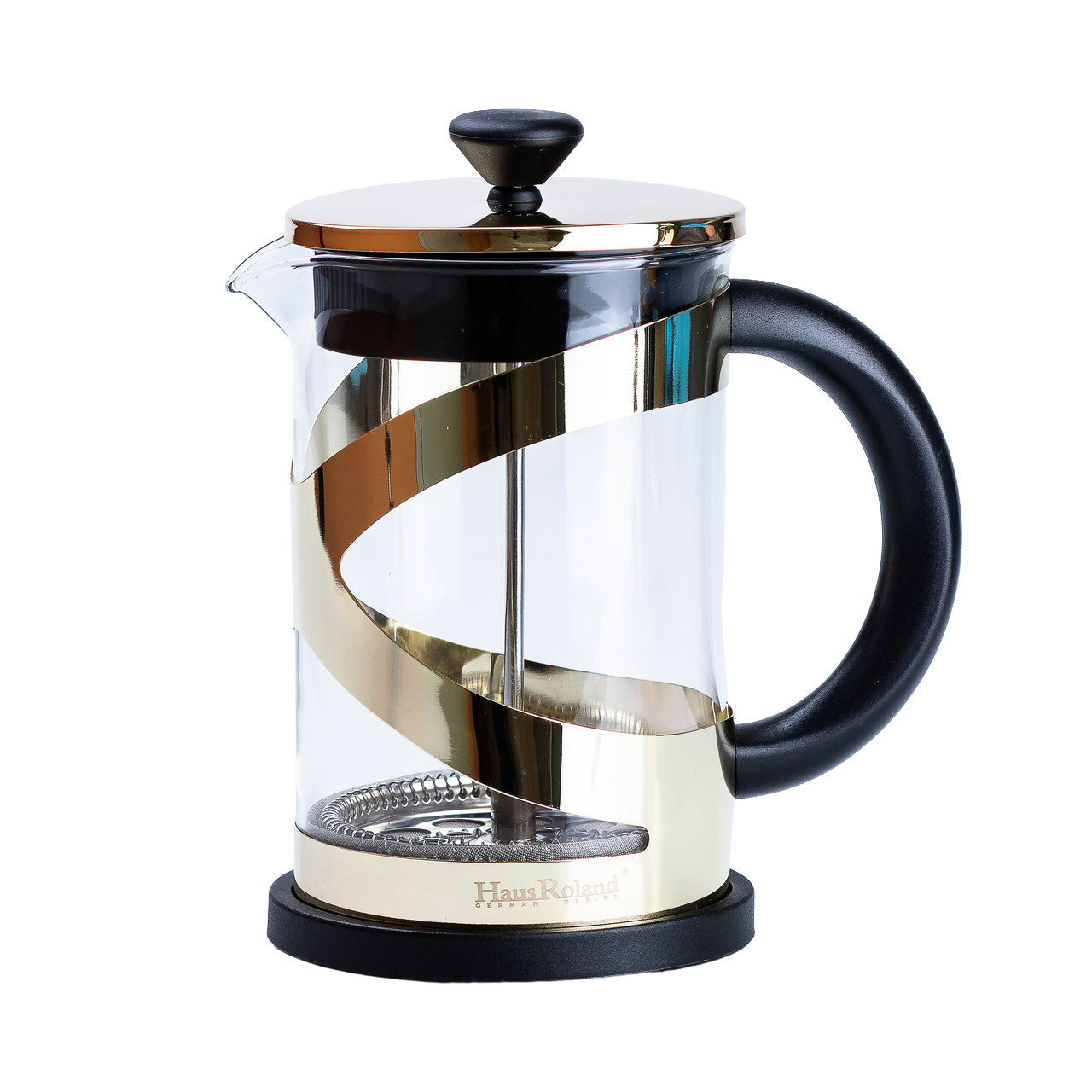 Чайник прозорий заварювальний з френч пресом 800 мл  Золотий