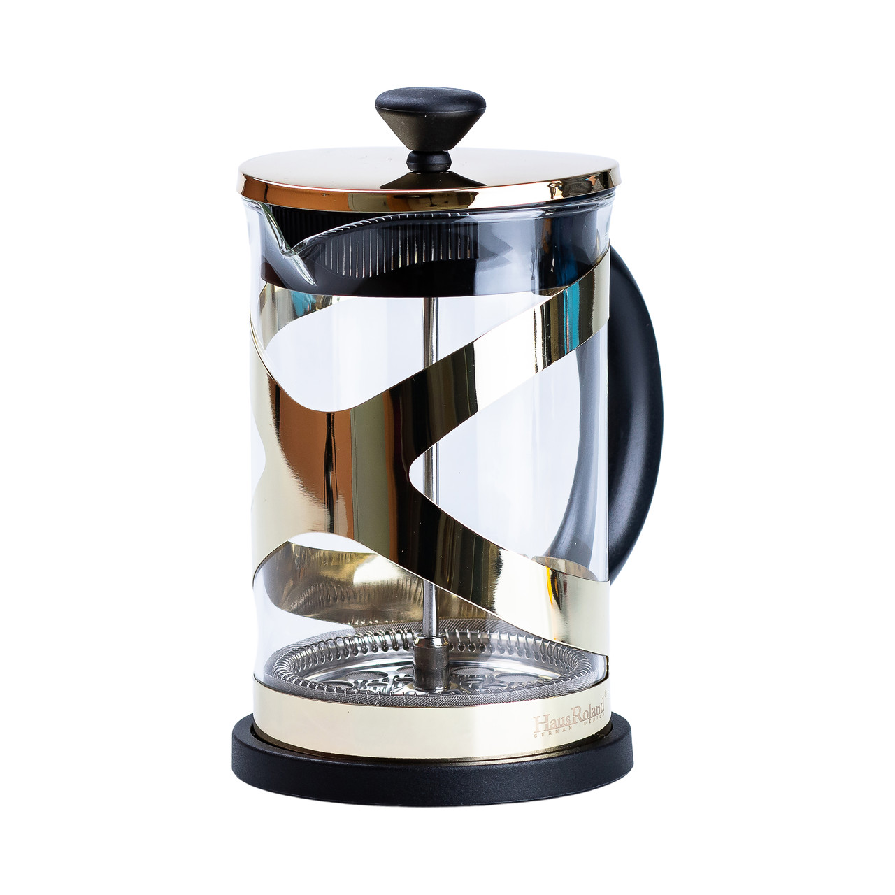 Чайник прозорий заварювальний з френч пресом 800 мл  Золотий