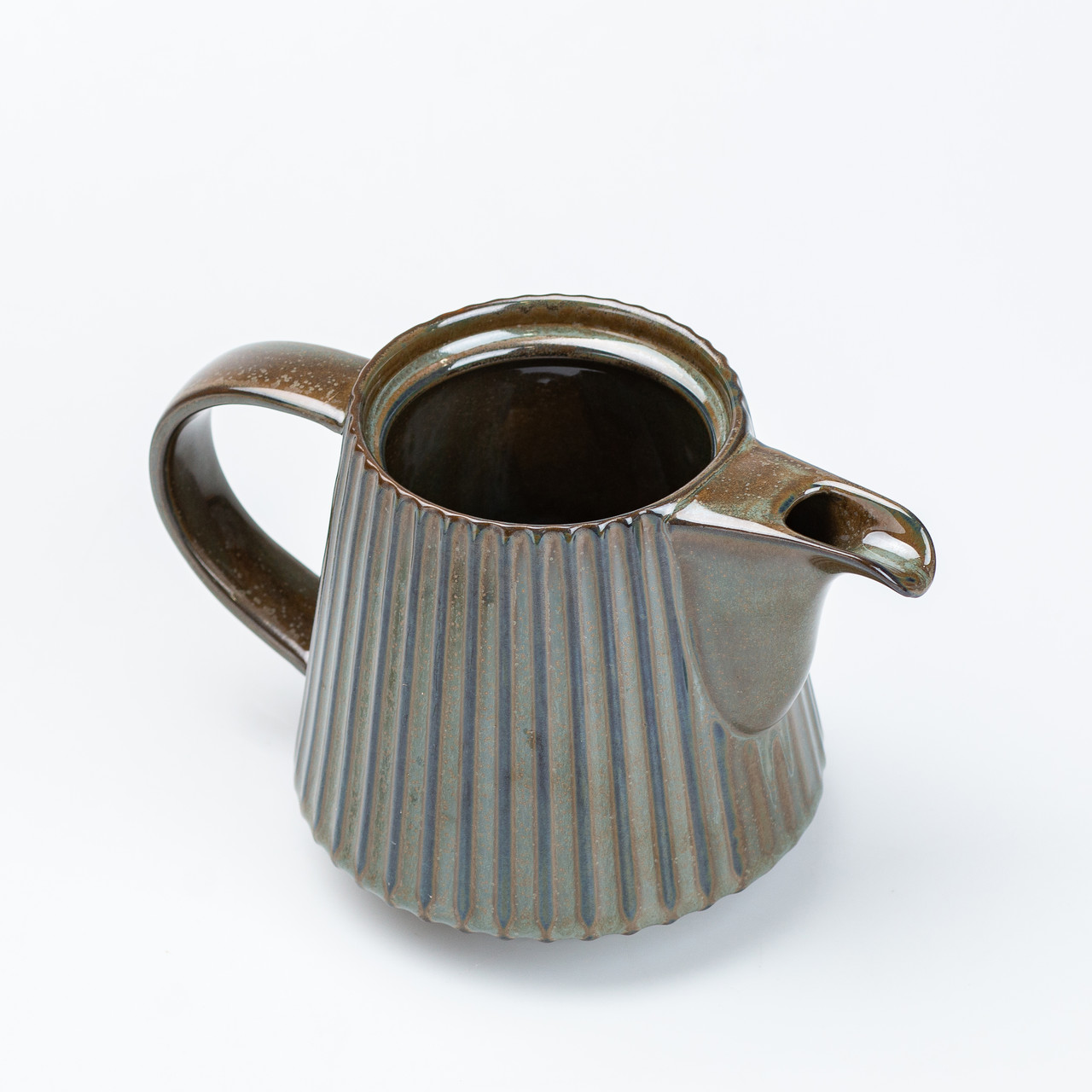 Чайник для заварювання 850 мл керамічний з бамбуковою кришкою Зелений з коричневим