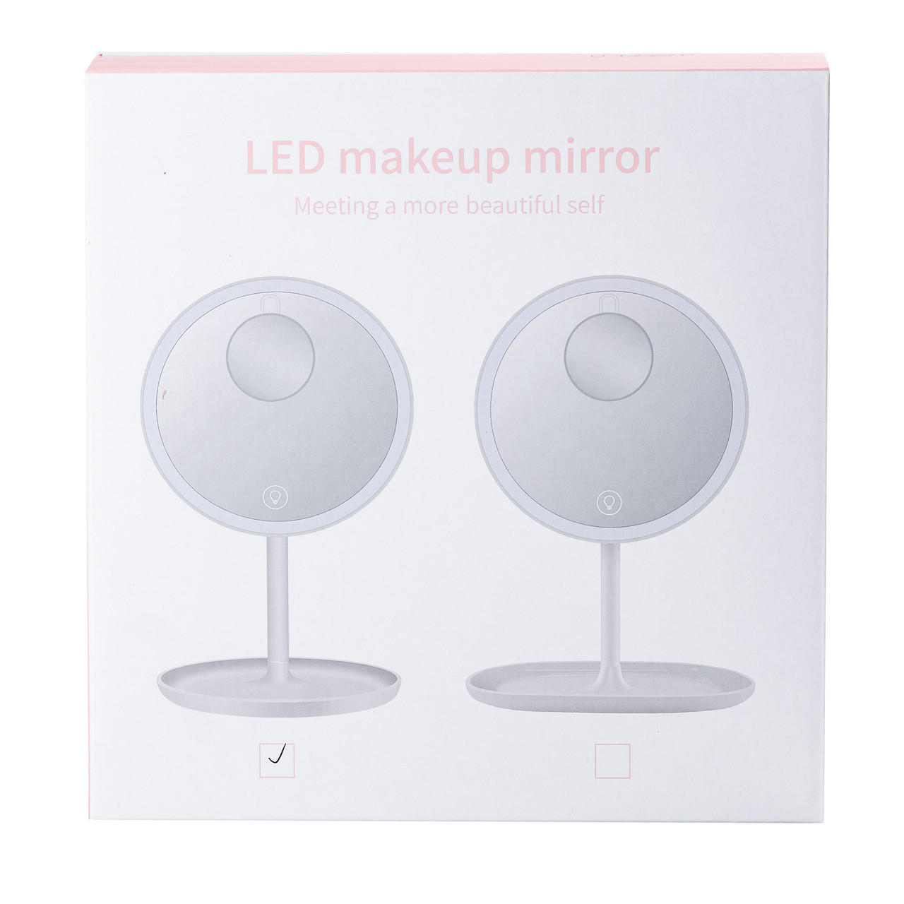 Дзеркало для макіяжу зі збільшенням та підсвіткою Рожевий