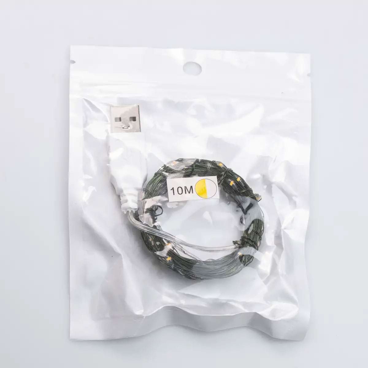 Гірлянда роса 10 метрів USB на 100 led світлодіодів крапля на зеленому дроті