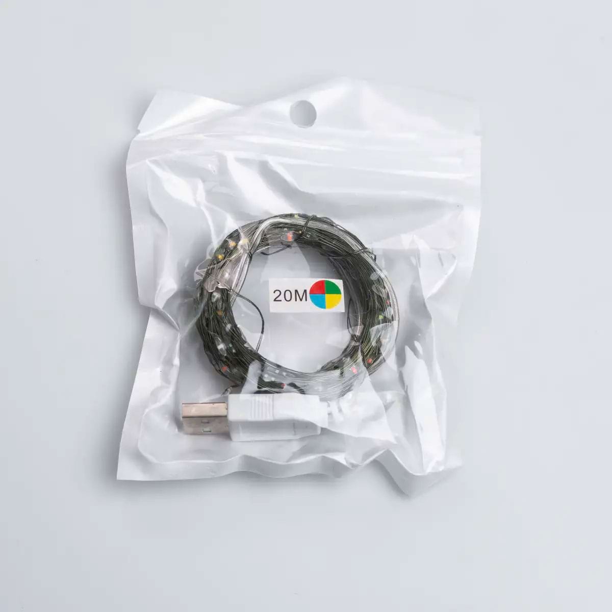 Гірлянда роса 20 метрів USB на 200 led світлодіодів крапля на зеленому дроті мультиколор