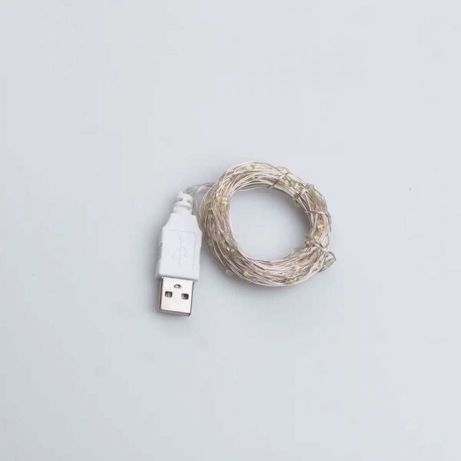 Гірлянда роса 10 метрів USB на 100 led світлодіодів крапля на білому дроті біла