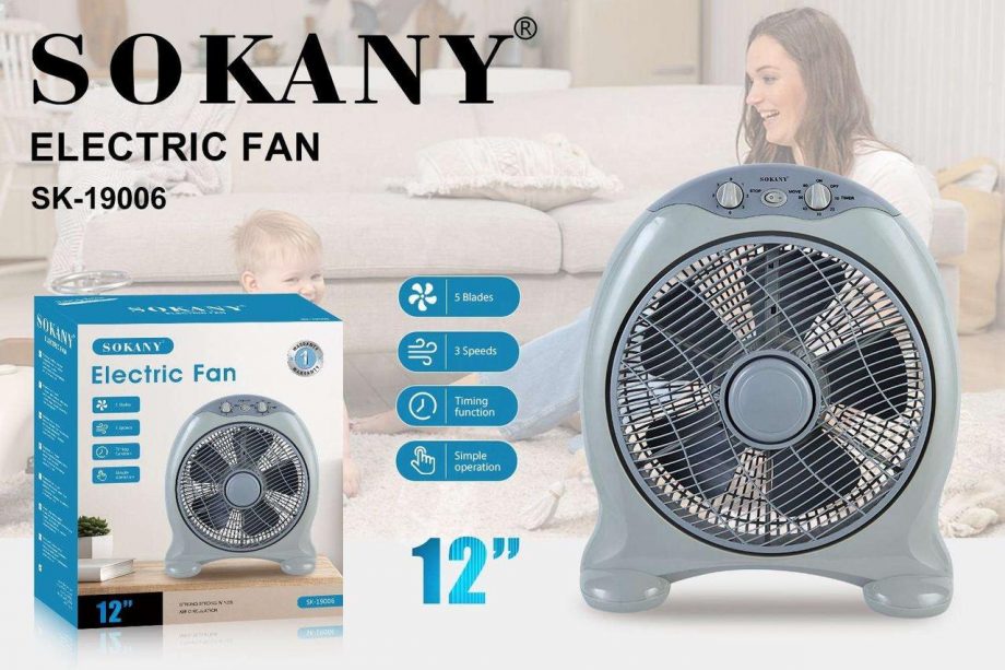 Електричний настільний вентилятор Sokany Electric Fan 5 лопатей 3 швидкості вентилятор настільний