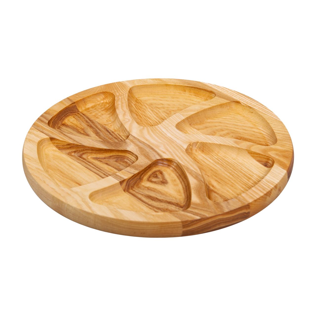 Менажниця дерев'яна 30 см кругла на 6 секцій, ясен