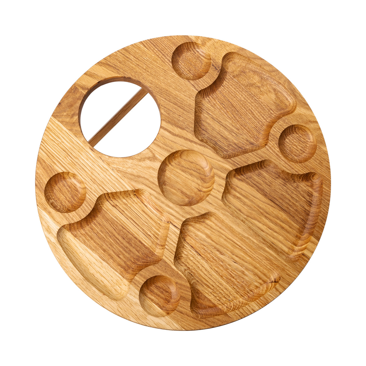 Винний столик-менажниця з дерева 35 см круглий на ніжках дуб