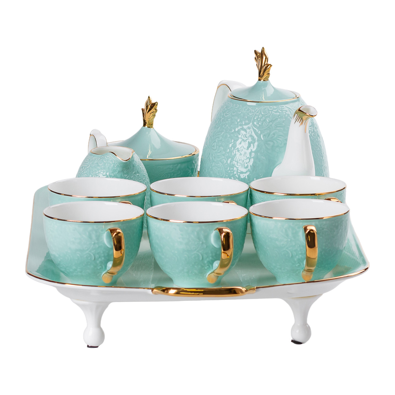 Чайний сервіз на 6 персон, бірюзовий