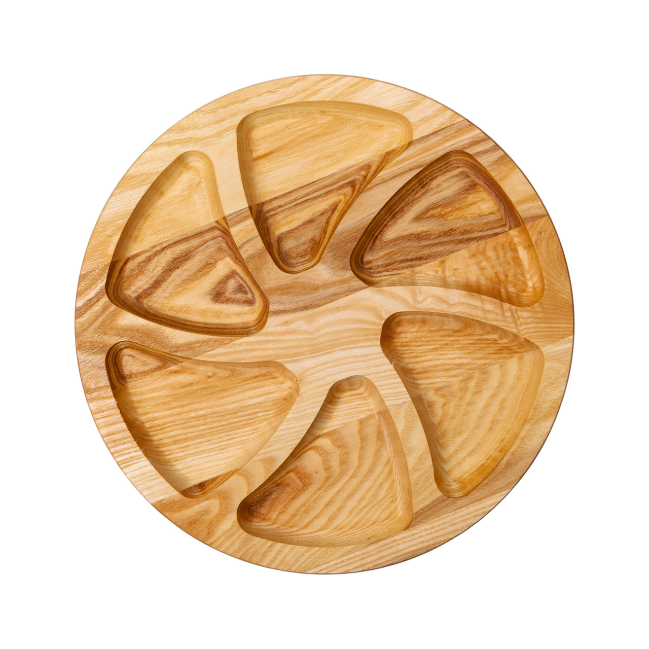 Менажниця дерев'яна 30 см кругла на 6 секцій, ясен