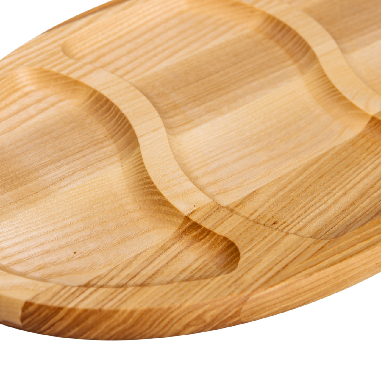 Менажниця дерев'яна 40х25 см овальна на 3 секції, ясен