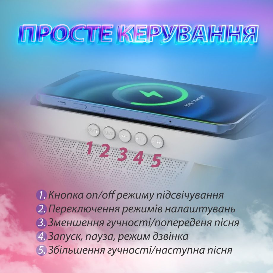 Портативна колонка з RGB-підсвіткою Wireless Charger