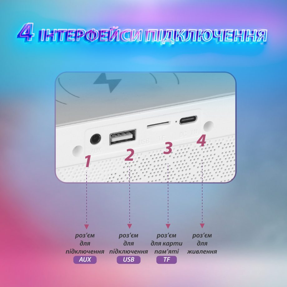 Портативна колонка з RGB-підсвіткою Wireless Charger