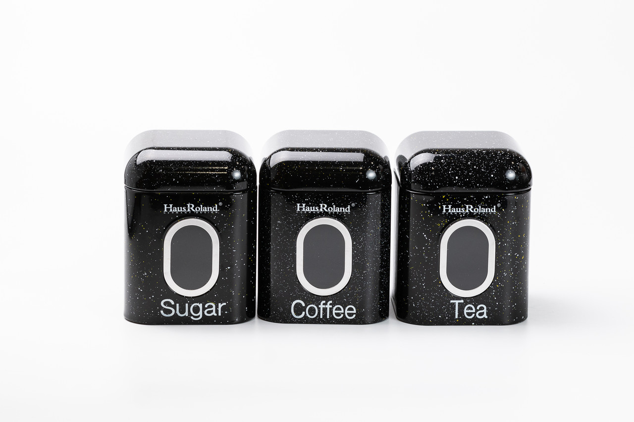 Кошики для хліба, чорні, з банками, для зберігання сипучих продуктів, набір із 3 штук, 1 літр.