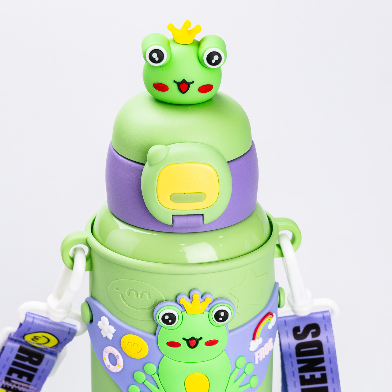 Термос поїльник для дітей з трубочкою з ремінцем та силіконовим чохлом дитячий 450 (мл) Зелений