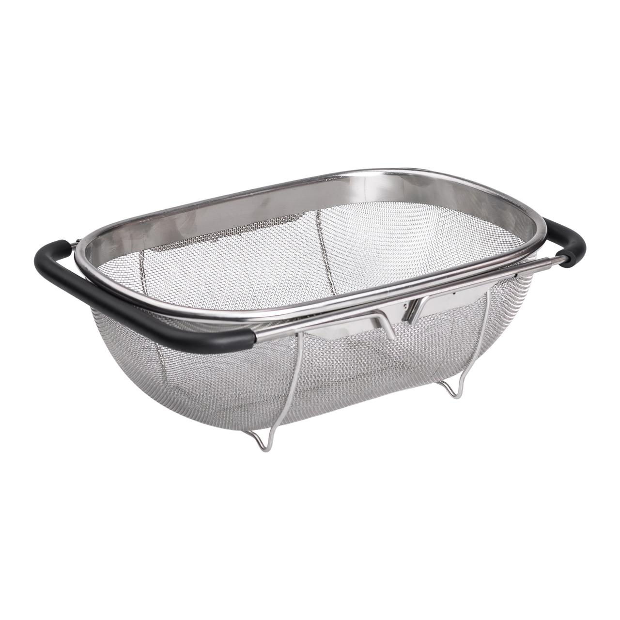 Друшляк сито на раковину для миття овочів та фруктів 29х19х10 см з нержавіючої сталі