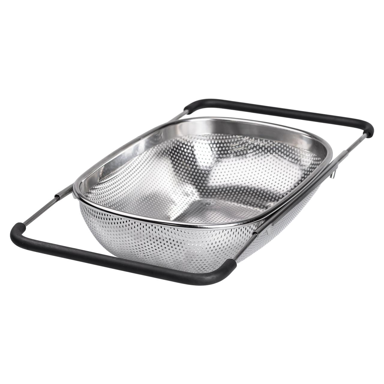 Друшляк сито на раковину для миття овочів та фруктів 36х24х9 см з нержавіючої сталі