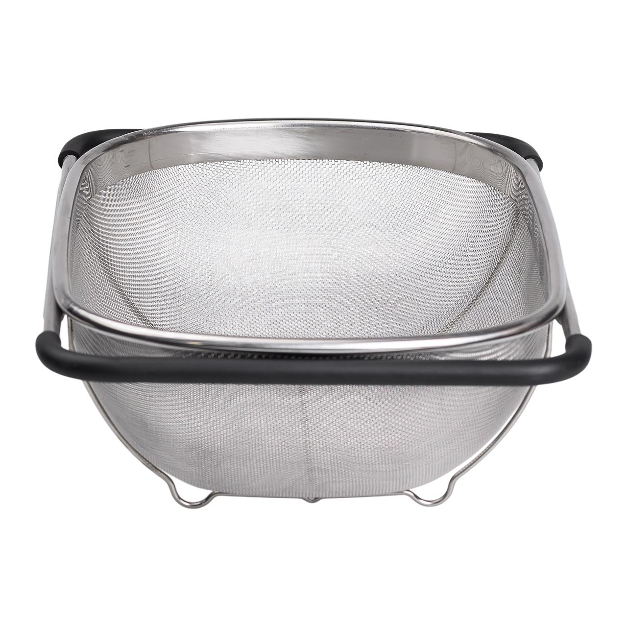 Друшляк сито на раковину для миття овочів та фруктів 36х25х10.5 см з нержавіючої сталі