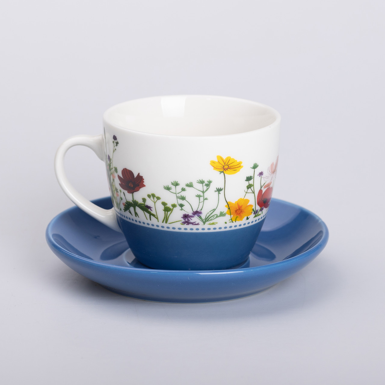 Керамічна чашка з блюдцем 250 (мл) для чаю та кави Синя