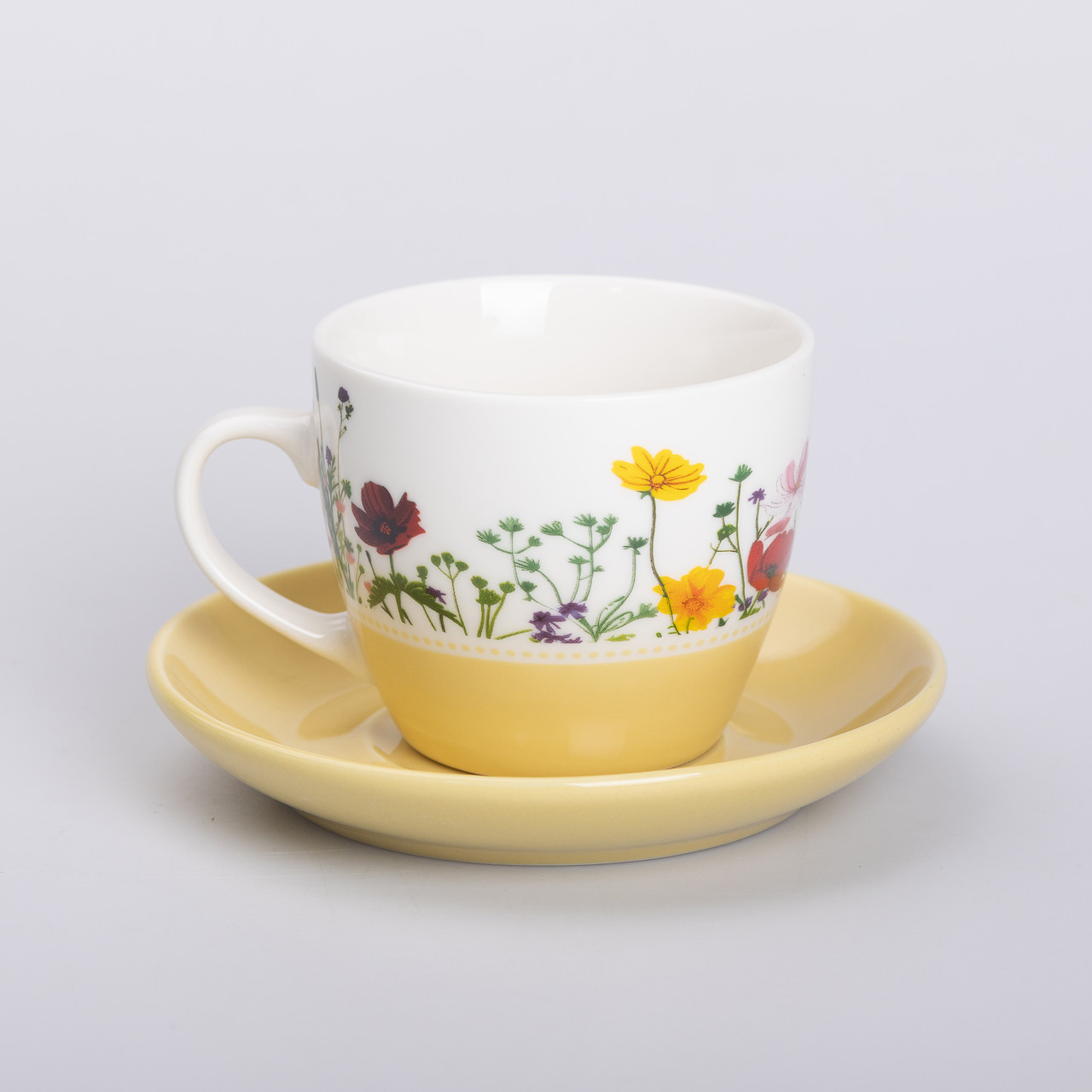 Керамічна чашка з блюдцем 250 (мл) для чаю та кави Жовта