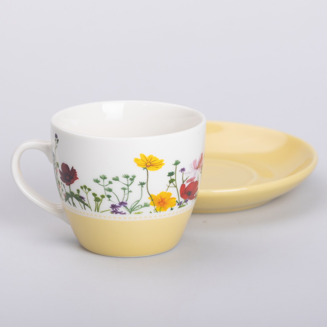 Керамічна чашка з блюдцем 250 (мл) для чаю та кави Жовта