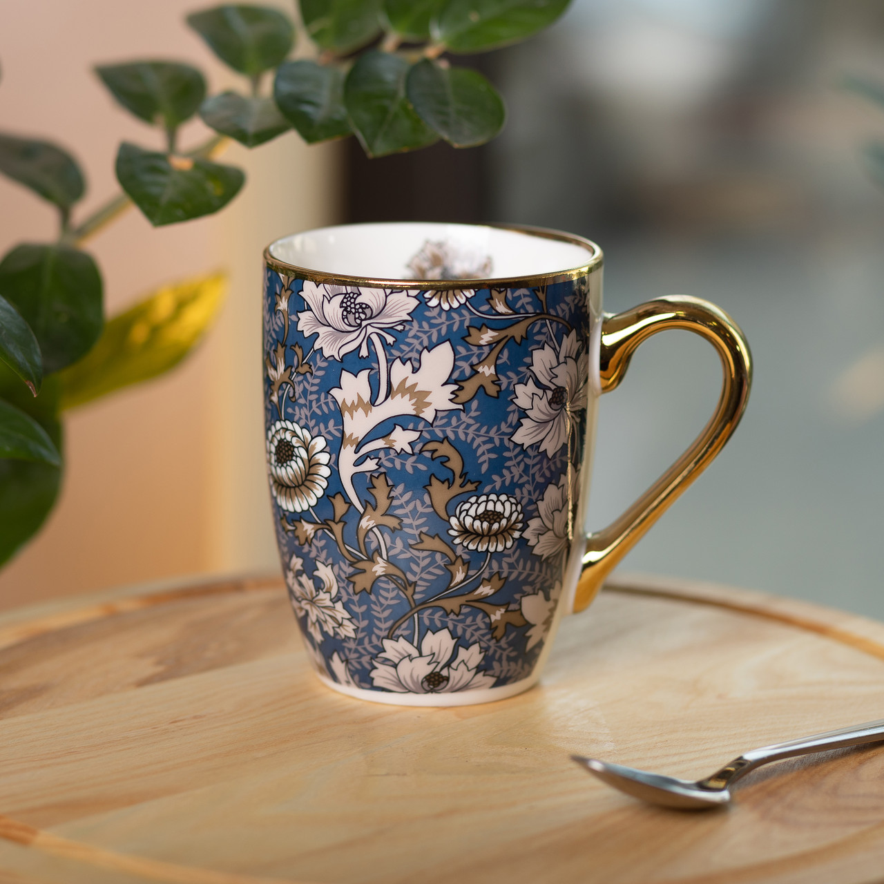 Керамічна кружка 400 (мл) із золотим обідком для чаю та кави