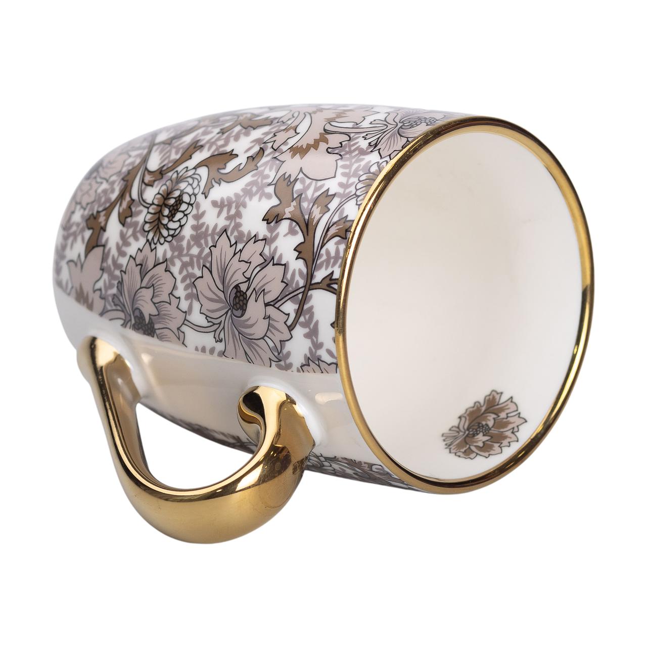 Керамічна кружка 400 (мл) із золотим обідком для чаю та кави Коричнева