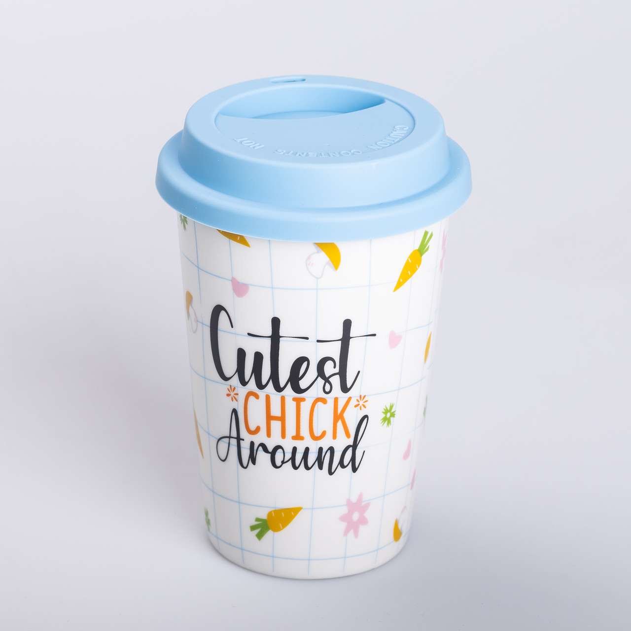 Керамічна склянка з силіконовою кришкою та отвором для трубочки 420 (мл) кружка без ручки