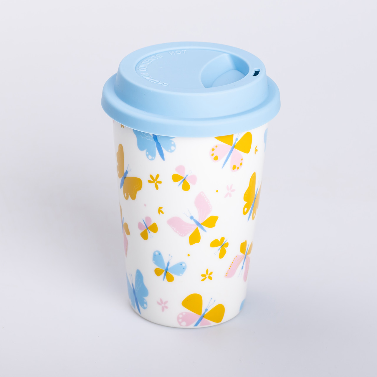 Керамічна склянка з силіконовою кришкою та отвором для трубочки 420 (мл) кружка без ручки