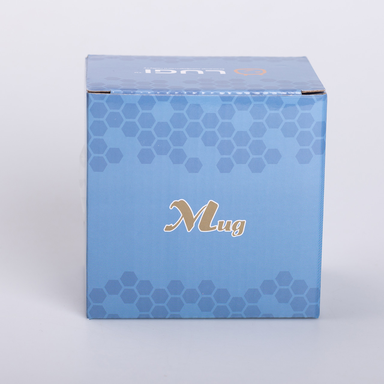 Чашка керамічна 400 (мл) зі сріблястим обідком та ручкою Блакитна