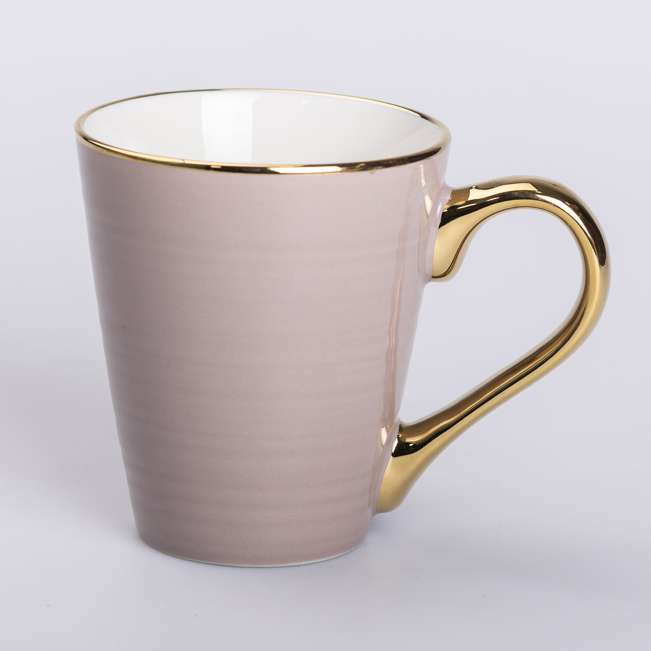 Чашка керамічна із золотим обідком та позолоченою ручкою 320 (мл) Кремова