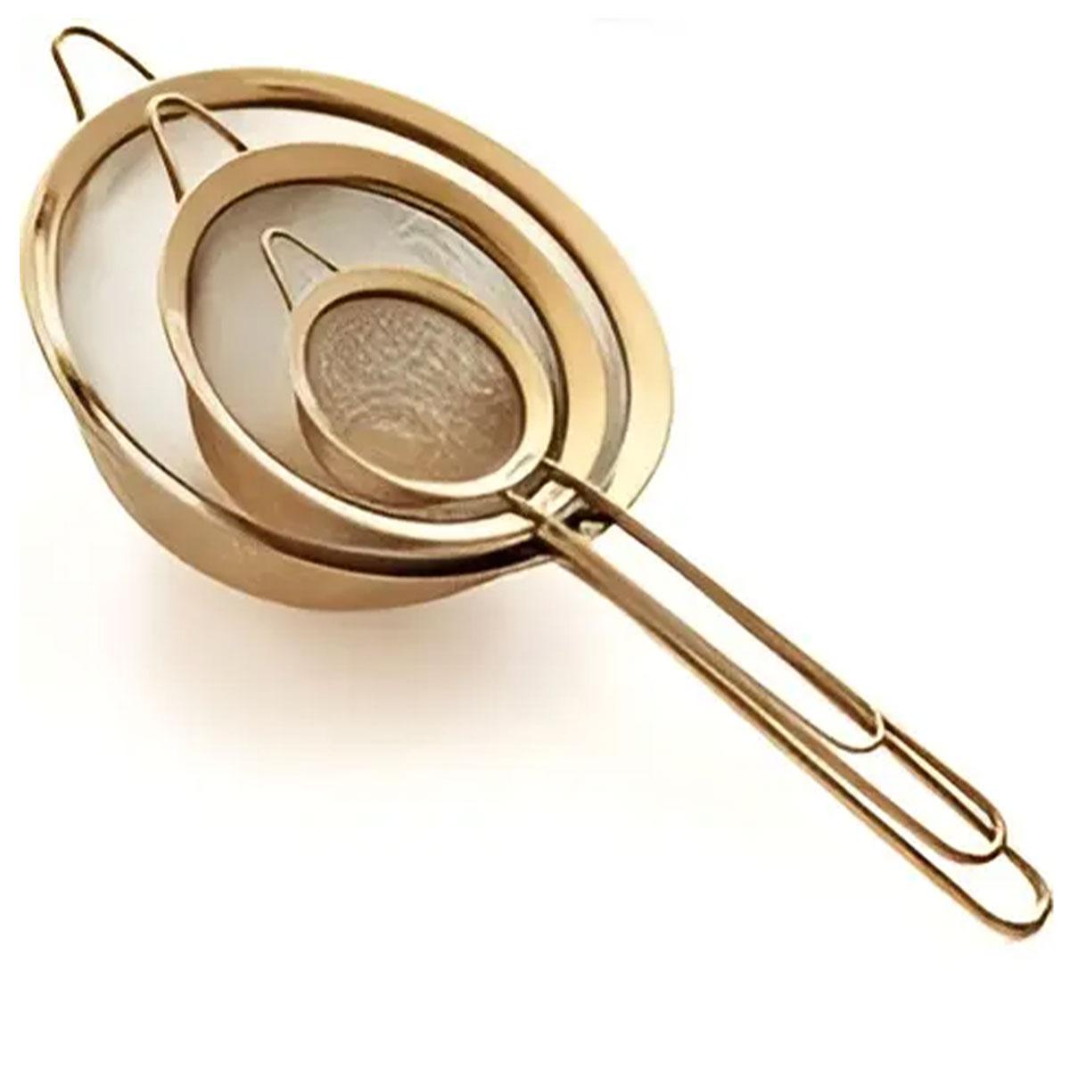 Набір ситечок 3 штуки для чаю круп та борошна 8,14 та 20 см з нержавіючої сталі