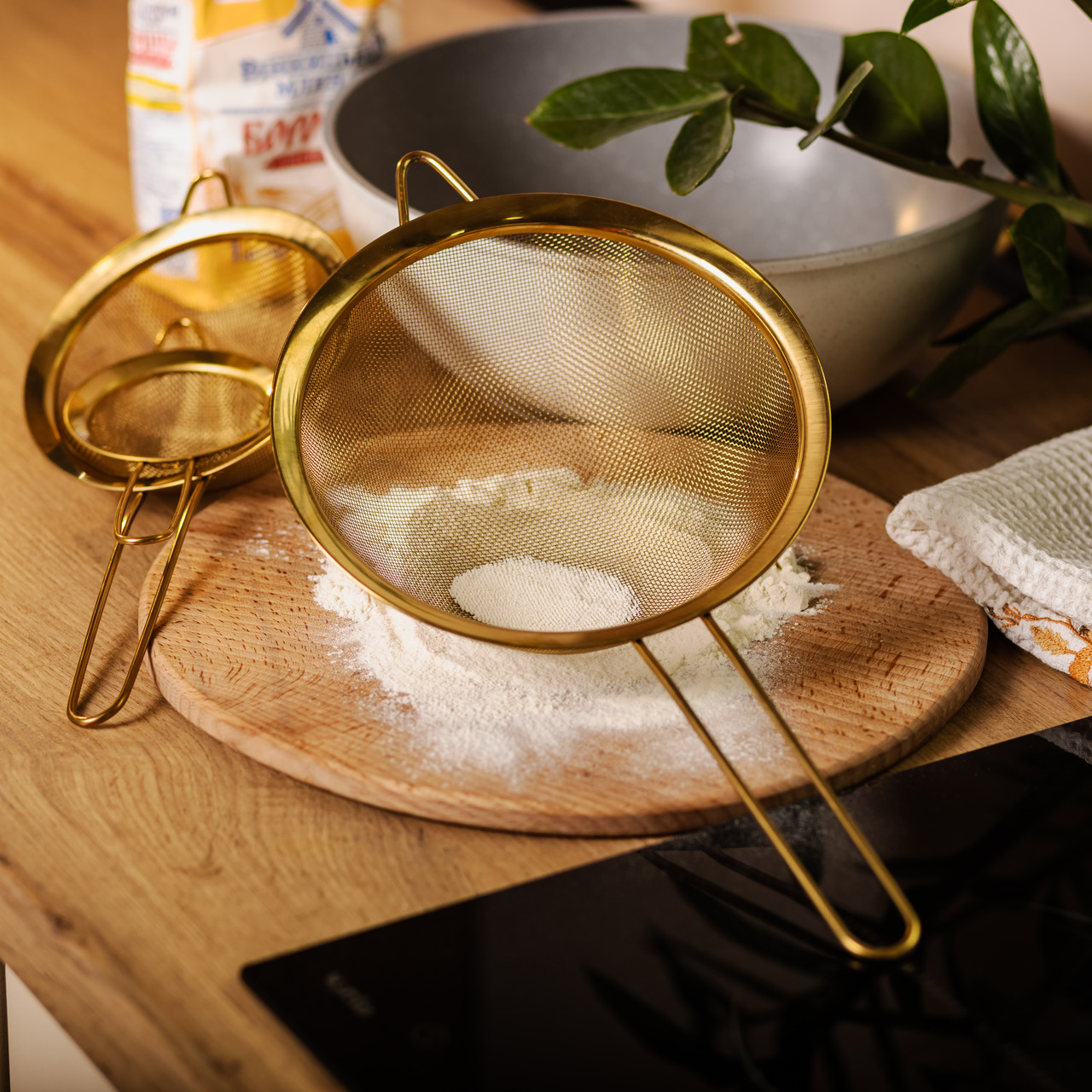 Набір ситечок 3 штуки для чаю круп та борошна 8,14 та 20 см з нержавіючої сталі